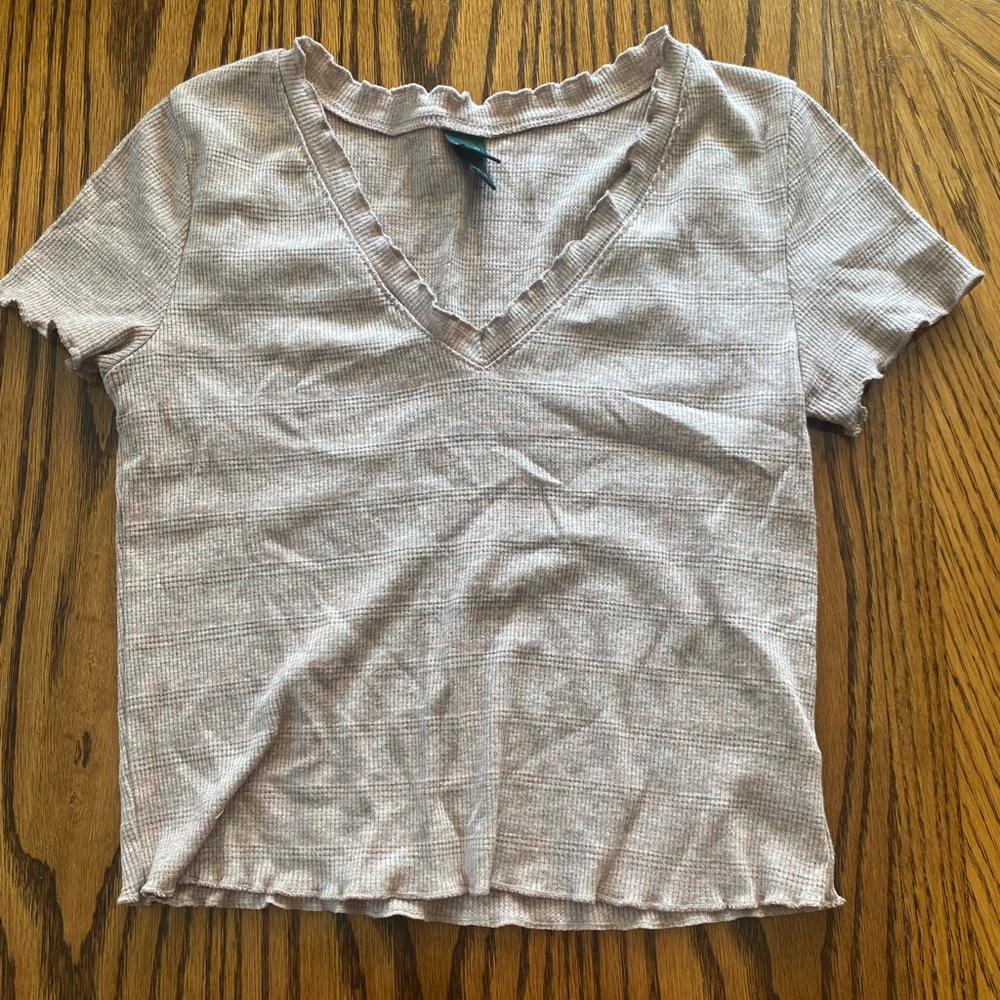 Beige Pink Crop Top